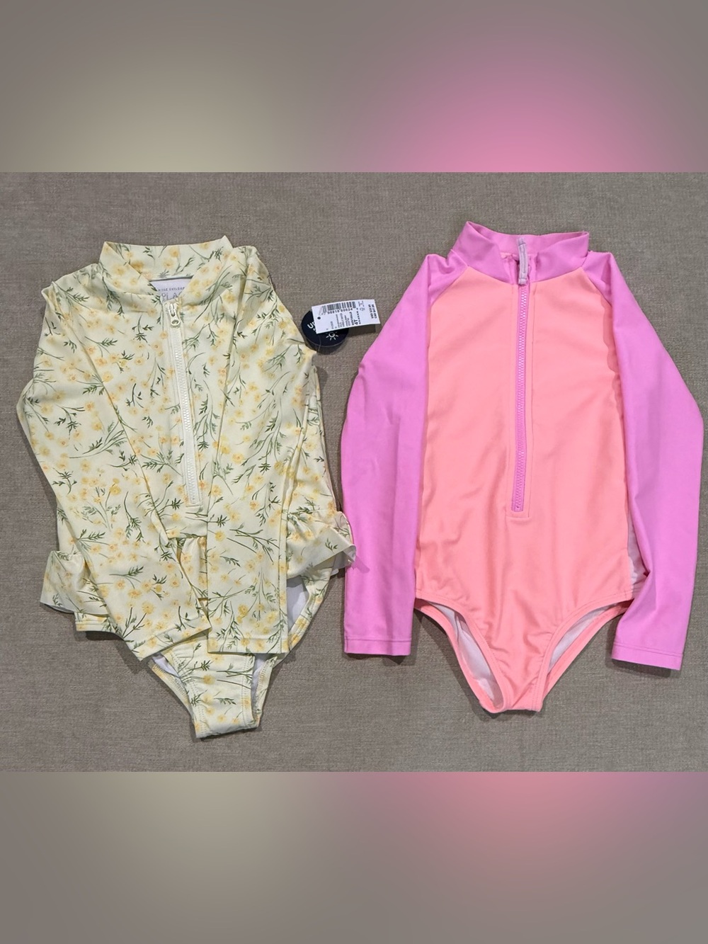 Lot of 2 - The Children's Place Toddler Long Sleeve Swimsuits w/ Rashgaurd 4T
